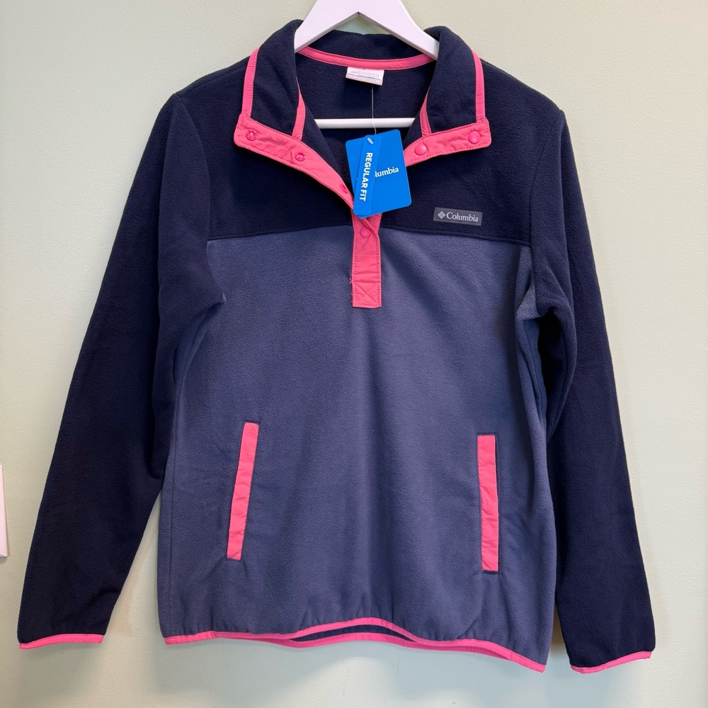 Columbia Ladies' Snap Fleece Pullover Nocturnal Dark/Camellia Rose Medium NWT - Picture 4 of 14
